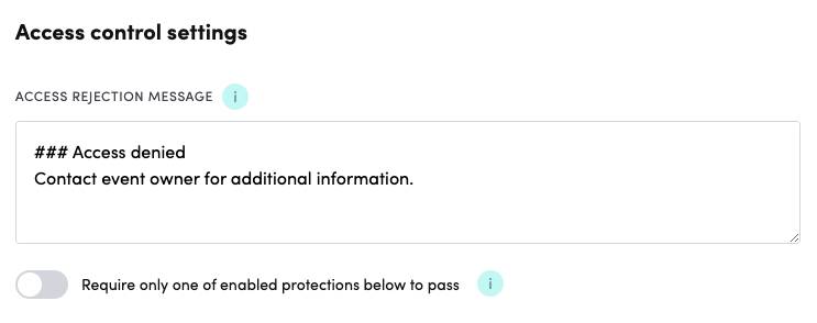 Screenshot showing event access control settings